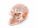 3D CZ Clear Micro Pave Skull/Skeleton Charm Beads, Skull Charm, Men's Jewelry Findings, Halloween Pave, 17x18mm, sku#G242