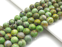 NEW Color!!! Natural Green Banded Agate Beads, Round 10mm Round Agate, 15.5" Full Strand, sku#U854