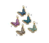 Sparkle Micro Pave CZ Butterfly Charm, Sku#Y771