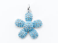 16mm CZ Turquoise Micro Pave Daisy Flower Pendant,Cubic Zirconia Paved Flower Charm Gold,Silver, Rose Gold, Gunmetal plated,sku#L83