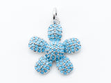 16mm CZ Turquoise Micro Pave Daisy Flower Pendant,Cubic Zirconia Paved Flower Charm Gold,Silver, Rose Gold, Gunmetal plated,sku#L83