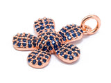 16mm CZ Cobalt Blue Micro Pave Daisy Flower Pendant,Cubic Zirconia Paved Flower Charm Gold,Silver, Rose Gold, Gunmetal plated, sku#L84