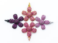 16mm CZ Fuchsia Micro Pave Daisy Flower Pendant,Cubic Zirconia Paved Flower Charm Gold,Silver, Rose Gold, Gunmetal plated, sku#L85