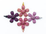 16mm CZ Fuchsia Micro Pave Daisy Flower Pendant,Cubic Zirconia Paved Flower Charm Gold,Silver, Rose Gold, Gunmetal plated, sku#L85