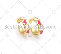 Colorful Enamel Heart On Round Adjustable Ring, Sku#LK437