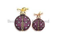 19mm CZ Fuchsia Color Micro Pave Ladybird Pendant,CZ Paved Ladybird Charm Gold,Silver,Rose Gold,Gunmetal plated,sku#F748