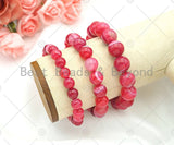 Natural Hot Pink Banded Agate Stretchy Bracelet