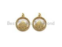 Clear CZ Micro Pave Scallop Shell on Mother-of-pearl Pendant