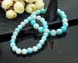 Mystic Aqua Blue Banded Agate Stretchy Bracelet