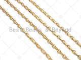 High Quality Hand Made Rectangle O ring  Link Chain, 18K Real Gold Plated Rectangular Link Chain, Wholesale bulk Chain, 4x8mm, sku#M395