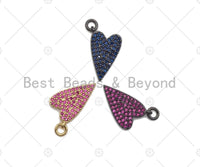 Colorful CZ Micro Pave Heart Shape Pendant/Charm, Fuchsia/Cobalt Cubic Zirconia Pendant/charm,9x16mm, sku#ML25