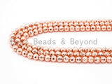 Natural Rose Gold Copper Color Hematite-3mm/4mm/6mm/8mm/10mm/12mm Round Faceted Beads-15inch FULL strands, sku#S65