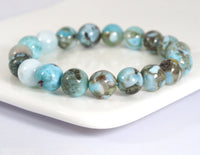 Genuine Larimar Round Smooth Stretchy Bracelet, 8mm/10mm, Sku#EF270