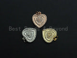 CZ Micro Pave Circled Heart Shaped Pendant/Charm, Heart Cubic Zirconia Pendant Charm, 15x22mm,sku#FH21