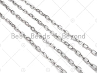 5x8mm Stainless Steel Rectangular Chain by Yard, Silver Unfinished Jewelry Chains, Wholesale Chain, Non-tarnishing Chain, sku#A105