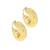 Gold Silver Thick Swirl Hoop Earrings, Sku#LX199