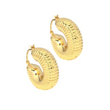 Gold Silver Thick Swirl Hoop Earrings, Sku#LX199