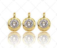 CZ Micro Pave Cute Round Shape Pendant, Round Charm, Big CZ Pave Pendant, Gold plated,6x8mm, Sku#LK103