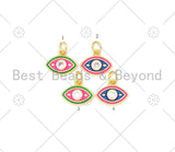 Colorful Enamel Evil Eye Shape Pendant, 18K Gold Filled Pink/Clear CZ Micro Pave Evil Eye Charm,Enamel Jewelry Findings, 12x10mm,Sku#Z1400