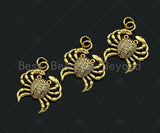 CZ Micro Pave Dainty Gold Crab Shape Charms, Dainty Crab Charms, Gold Charm Pendant, Crab Necklace Charms, 18x20mm, Sku#F1336