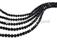 Quality Natural Black Onyx Diamond Cut Beads, 6mm/8mm/10mm/12mm, Round Faceted Black Onyx Gemstone Beads, 15inch strand, SKU#U41