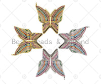 Colorful CZ Micro Pave Butterfly Shape Pendant, Cubic Zirconia Butterfly Pendant, Gold Tone Pendant, 26x28mm, sku#LK181