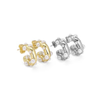 Gold Pearl Thick Stud Earrings, Sku#LX200