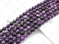 Natural Purple Fire Agate Round Faceted Beads, 8mm/10mm/12mm Purple Black Fire Agate, Natural Agate, 15.5" Full Strand, Sku#U1075