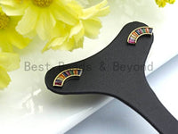 CZ Rainbow Shaped Stud Earrings, Sku#J103