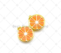 Enamel Orange Slice Shape Pendant, 18K Gold Filled Enamel Charm,Necklace Bracelet Charm Pendant,Sku#LK500