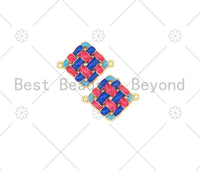 Colorful Enamel Weavy Rhombus Shape Connector, 18K Gold Filled Enamel Charm, Necklace Bracelet Link Connector,16x20mm,Sku#Y504