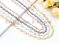 1 Foot/Yard- CZ Beaded Chain-4mm/6mm Cubic Zirconia Beads-Gold Silver Rose Gold Gunmetal Plated Bezel Chain, Bezel Connector Beads, sku#E346