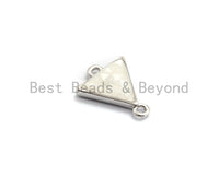 100% Natural Shell White Triangle Connector with Gold/Silver Plated Edging, White Mother of Pearl Shell Connector, Shell, 11x14mm,SKU#Z267