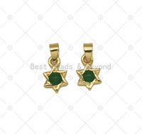 Green Gemstone David Star Charm, Sku#L644