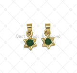 Green Gemstone David Star Charm, Sku#L644