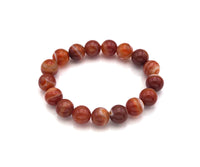 Natural Orange Red Banded Agate Stretch Bracelet, EF14