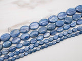 High Quality Natural Kyanite Gemstone beads, Flat Oval Blue Gemstone Beads, 15.5" Full strand, SKU#U1