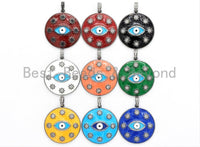 NEW Enamel Evil eye with Star Pendant,CZ Micro Pave Oil Drop Evil Eye Pendant,Blue/White/Black/Red/Yellow Enamel Jewelry,34x37mm,sku#F609