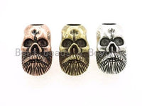 Antique Beard Man Skull Beads, Skull Bead, Paracord Bead Skull Charm, Fit for EDC Survival Bracelet Keychain Lanyard, 13x21x15mm, sku#Y96