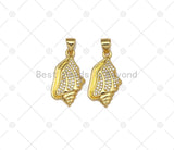 CZ Micro Pave Sea Snail Shape Pendant, 18K Gold Filled Cubic Zirconia Snail Charm, Necklace Bracelet Charm Pendant, 23x14mm, Sku#LK466