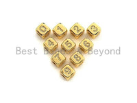 Arabic Number Beads, CZ Pave Dice Large Hole Spacer Beads, Birthday Beads, Initial beads, Number Beads, 8.5mm,sku#Z721/722