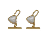 Gold Mother of Pearl Heart Toggle Clasps, Sku#ZX66