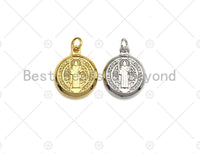 Danity Gold Jesus On Round Coin Pendant/Charm,Religion Charm, Necklace Bracelet Charm Pendant, 18x15mm, Sku#Z727