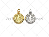 Danity Gold Jesus On Round Coin Pendant/Charm,Religion Charm, Necklace Bracelet Charm Pendant, 18x15mm, Sku#Z727