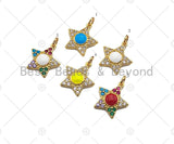 Gold Filled CZ Micro Pave Colorful Enamel Five Star Shape Pendant, 18K Gold Filled Charm, Necklace Bracelet Charm Pendant,15x17mm,Sku#B133