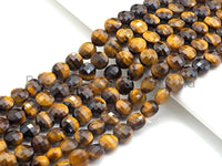 High Quality Natural Yellow Tiger Eye Checkerboard Coin Shape beads, 6mm/8mm/10mm Turtle Shell Cut Tiger Eye, 16" Full strand, Sku#U695