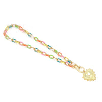 Long Oval Link Chain Necklace with Heart Pendant,sku#EF294