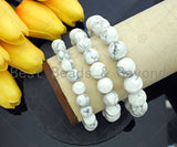 White Howlite Stretchy Bracelet,Sku#EF37