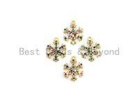 Multi Color CZ Micro Pave Snowflake Charm,Snowflake Shaped Pave Pendant, Gold plated, 14x11mm, Sku#B107