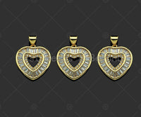 Gold Filled CZ Micro Pave Heart Shape Pendant ,18K Gold Filled Heart Charm, Necklace Bracelet Charm Pendant,18x20mm,Sku#LD98